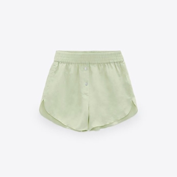 Zara High Waisted Shorts Green sz XS - Picture 3 of 5